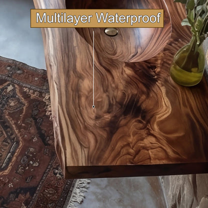 Sylvara Live Edge Solid Wood Floating Bathroom Vanity with Integrated Sink Kitchnce