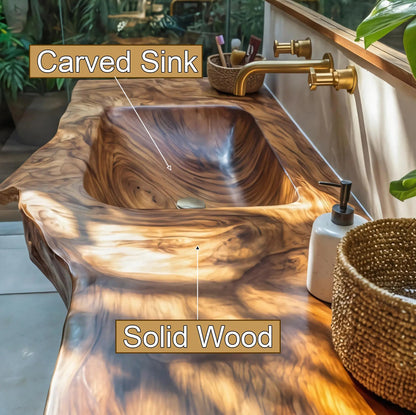Sylvara Sculpted Solid Wood Floating Bathroom Vanity with Integrated Sink SPA267467 Kitchnce