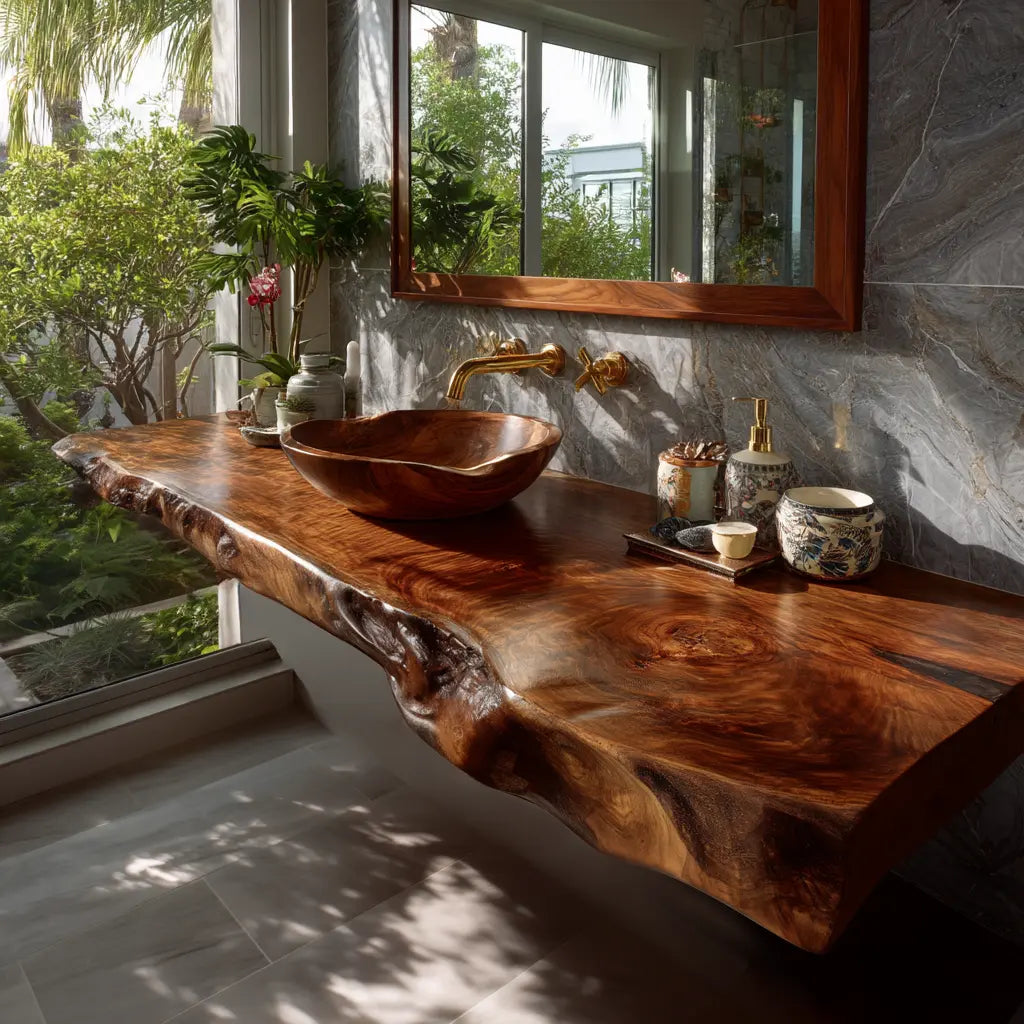 Sylvaris Live Edge Solid Wood Floating Bathroom Vanity SPA169453 Kitchnce
