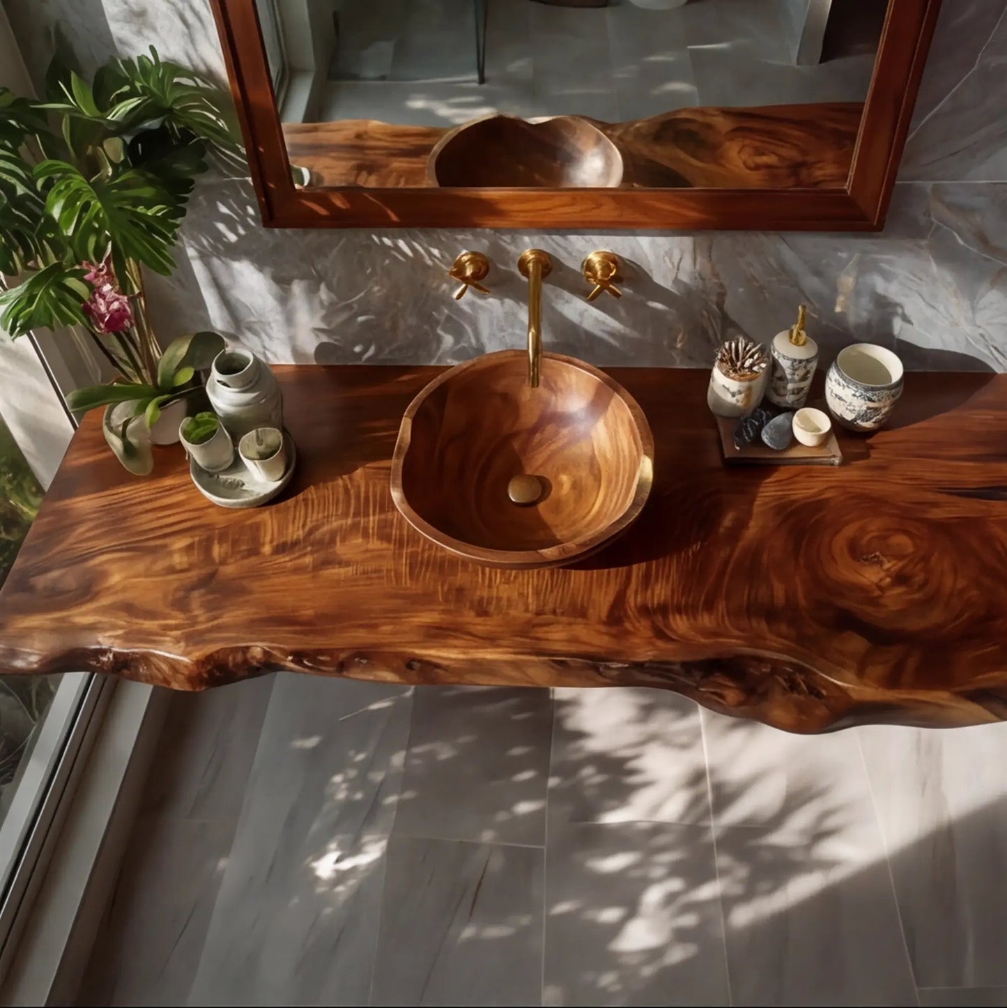 Sylvaris Live Edge Solid Wood Floating Bathroom Vanity SPA169453 Kitchnce