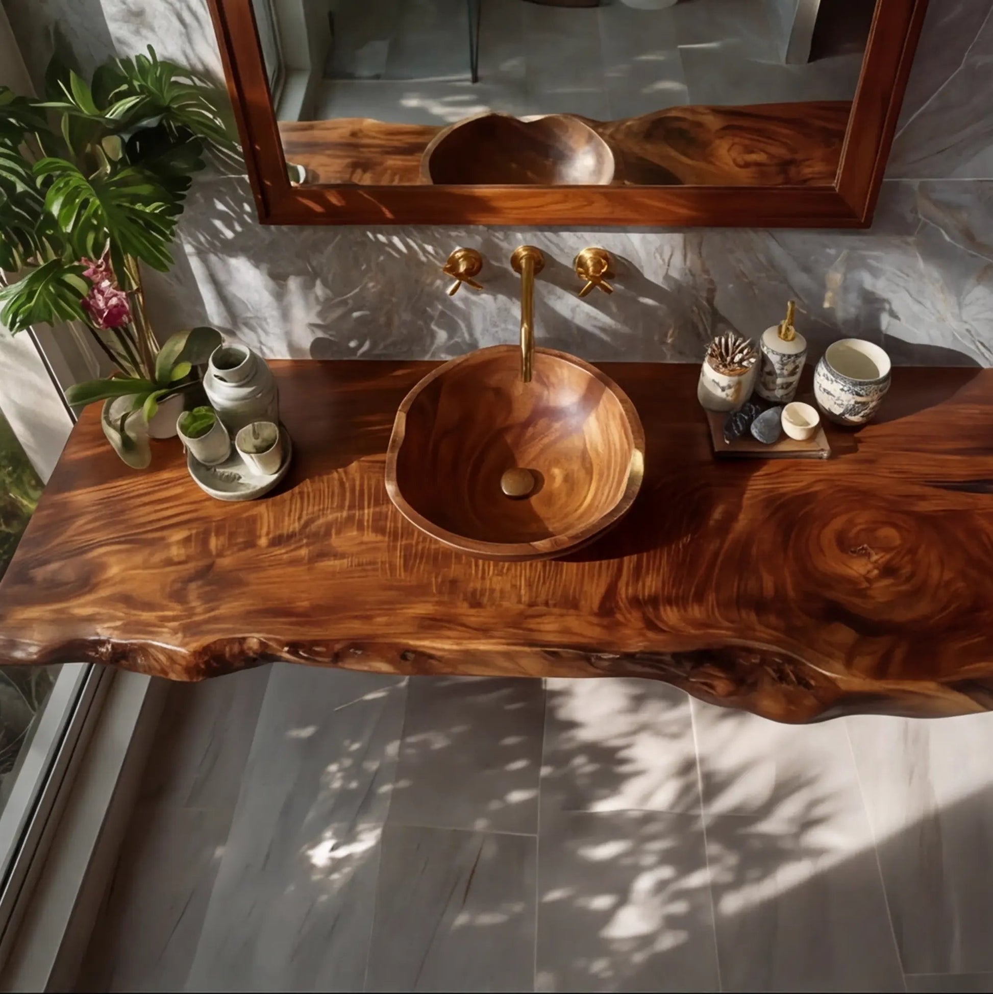 Sylvaris Live Edge Solid Wood Floating Bathroom Vanity SPA169453 Kitchnce