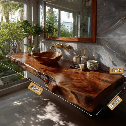 Sylvaris Live Edge Solid Wood Floating Bathroom Vanity SPA169453 Kitchnce