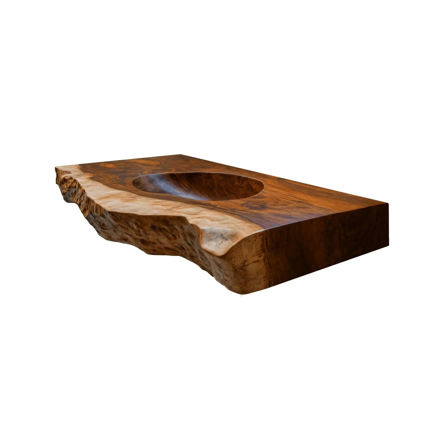 Sylvaris Live Edge Solid Wood Floating Bathroom Vanity with Integrated Sink Kitchnce