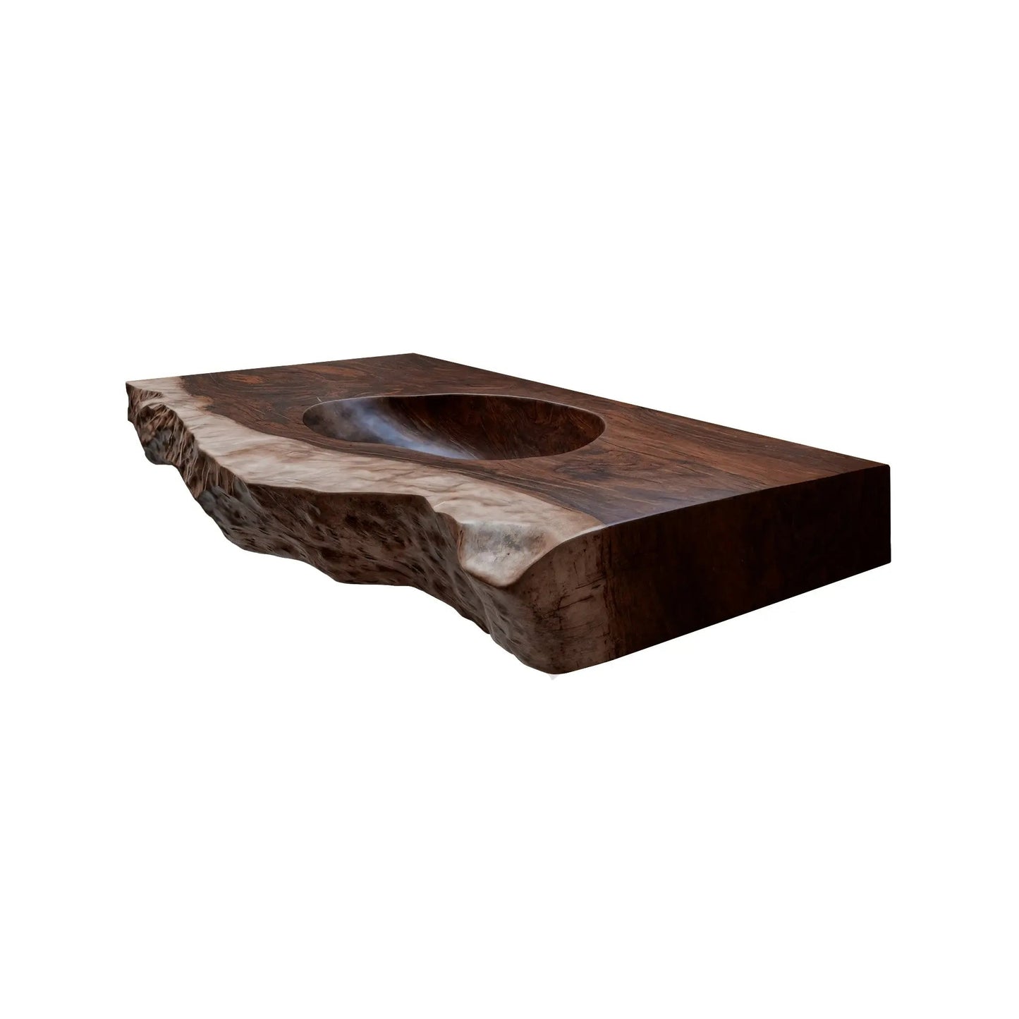Sylvaris Live Edge Solid Wood Floating Bathroom Vanity with Integrated Sink Kitchnce