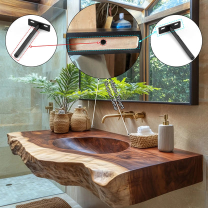 Sylvaris Live Edge Solid Wood Floating Bathroom Vanity with Integrated Sink Kitchnce
