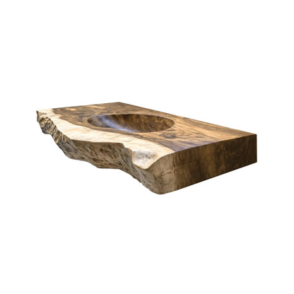 Sylvaris Live Edge Solid Wood Floating Bathroom Vanity with Integrated Sink Kitchnce
