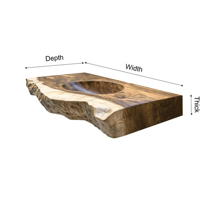 Sylvaris Live Edge Solid Wood Floating Bathroom Vanity with Integrated Sink Kitchnce