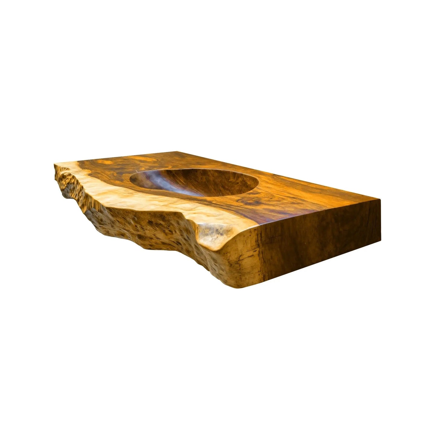 Sylvaris Live Edge Solid Wood Floating Bathroom Vanity with Integrated Sink Kitchnce