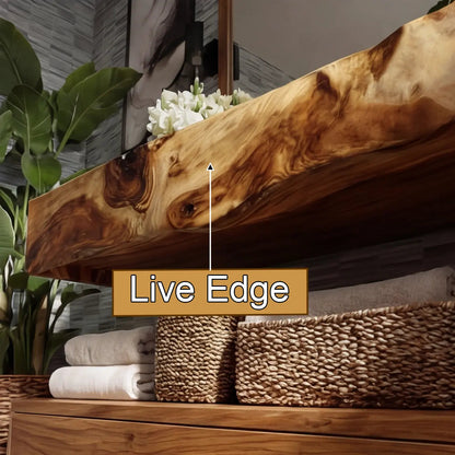 Talvera Live Edge Solid Wood Floating Bathroom Vanity with Integrated Sink SPA4834822 Kitchnce