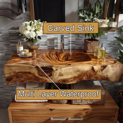 Talvera Live Edge Solid Wood Floating Bathroom Vanity with Integrated Sink SPA4834822 Kitchnce
