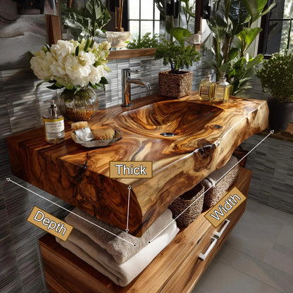 Talvera Live Edge Solid Wood Floating Bathroom Vanity with Integrated Sink SPA4834822 Kitchnce