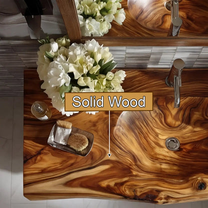 Talvera Live Edge Solid Wood Floating Bathroom Vanity with Integrated Sink SPA4834822 Kitchnce