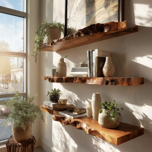 Talviro Live Edge Solid Wood Floating Shelf SPA283824 Kitchnce