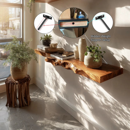 Talviro Live Edge Solid Wood Floating Shelf SPA283824 Kitchnce