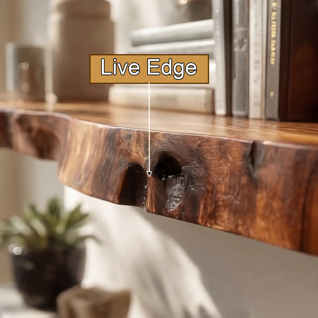 Talviro Live Edge Solid Wood Floating Shelf SPA283824 Kitchnce