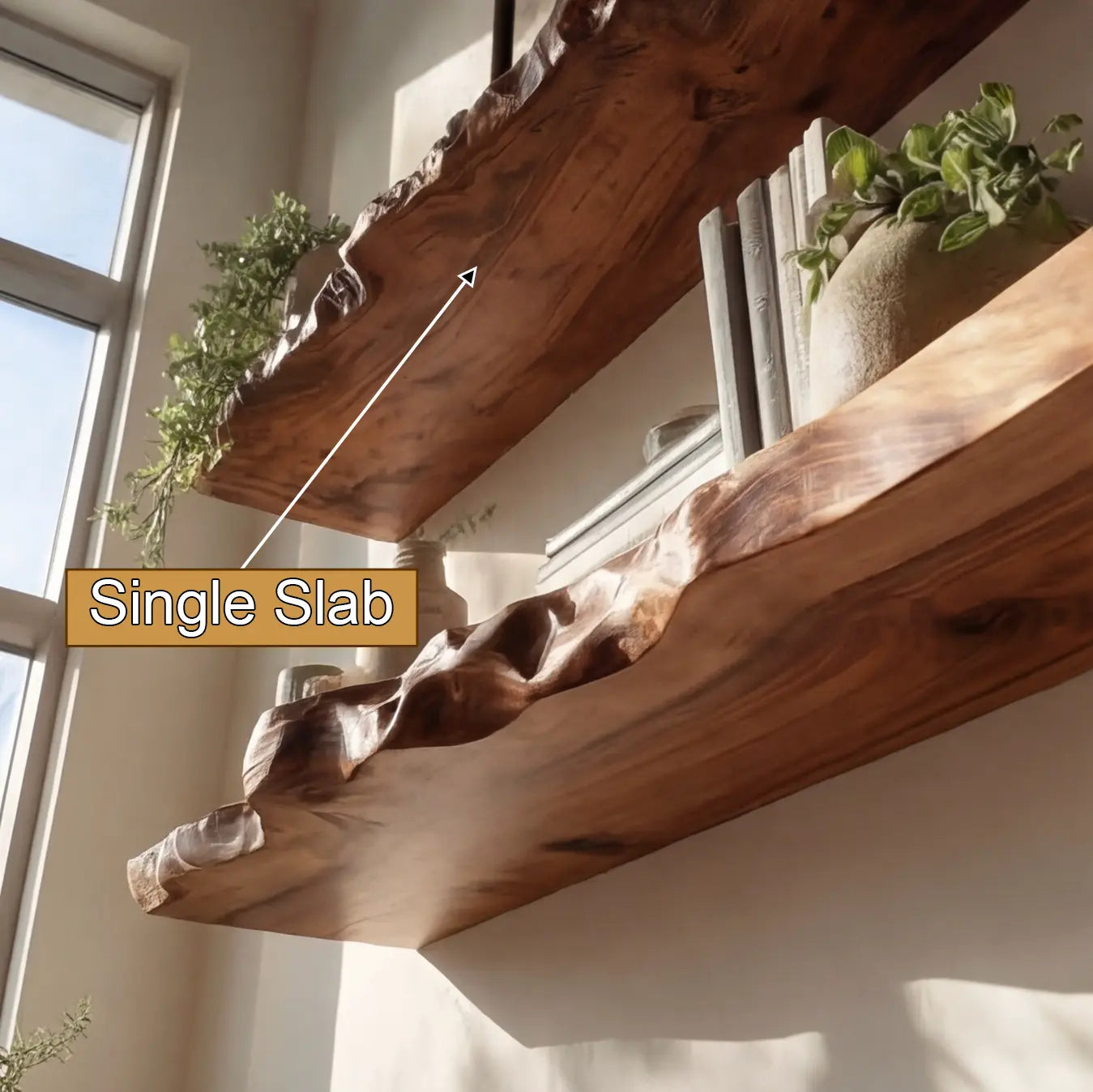 Talviro Live Edge Solid Wood Floating Shelf SPA283824 Kitchnce