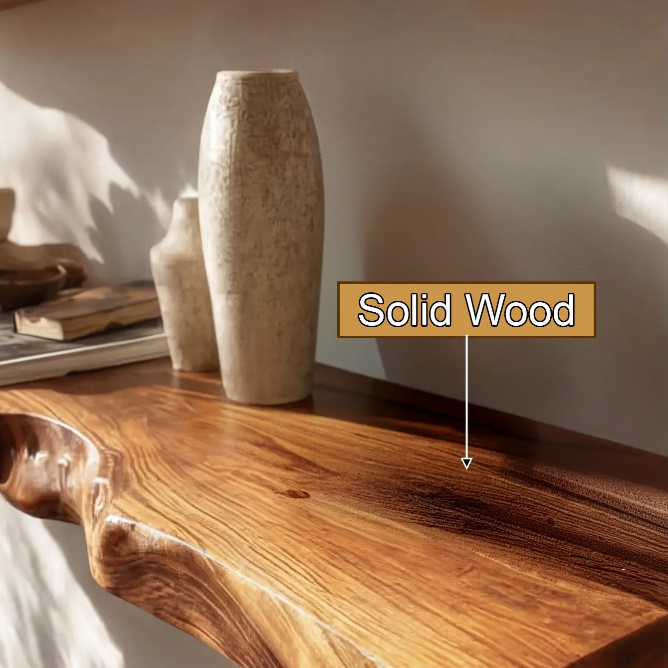 Talviro Live Edge Solid Wood Floating Shelf SPA283824 Kitchnce
