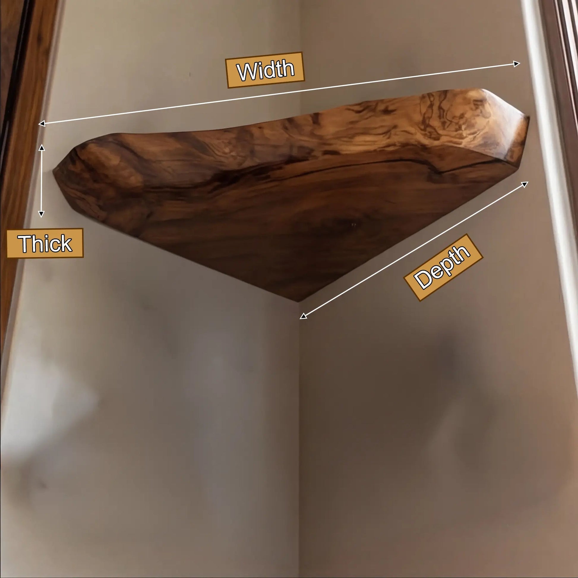 Tavren Live Edge Solid Wood Floating Shelf SPA537547 Kitchnce
