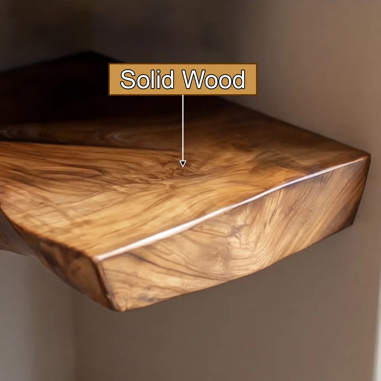 Tavren Live Edge Solid Wood Floating Shelf SPA537547 Kitchnce
