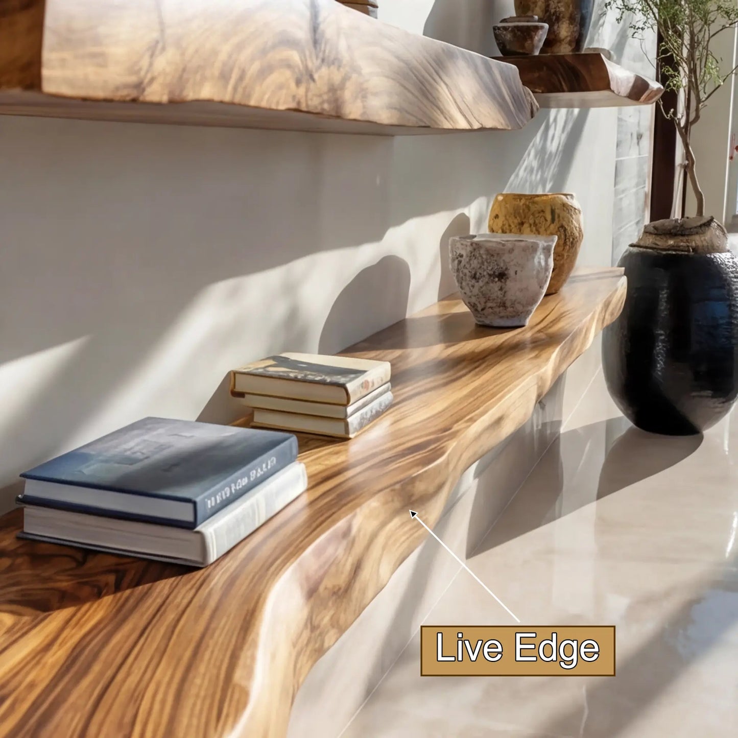 Thalorin Live Edge Solid Wood Floating Shelf SPA129458 Kitchnce