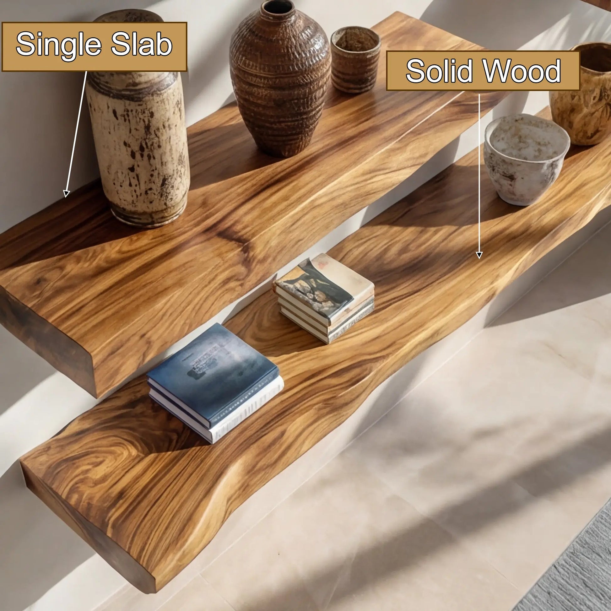 Thalorin Live Edge Solid Wood Floating Shelf SPA129458 Kitchnce