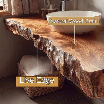 Thalric Live Edge Solid Wood Floating Bathroom Vanity Kitchnce