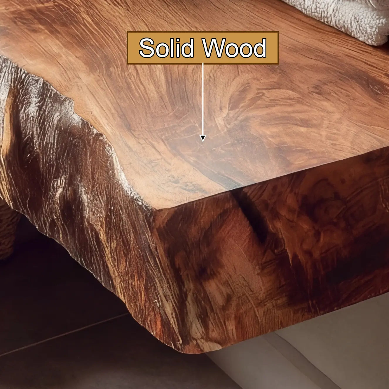 Thalric Live Edge Solid Wood Floating Bathroom Vanity Kitchnce