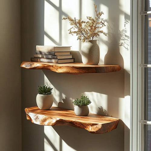 Thalric Live Edge Solid Wood Floating Shelf SPA203698 Kitchnce