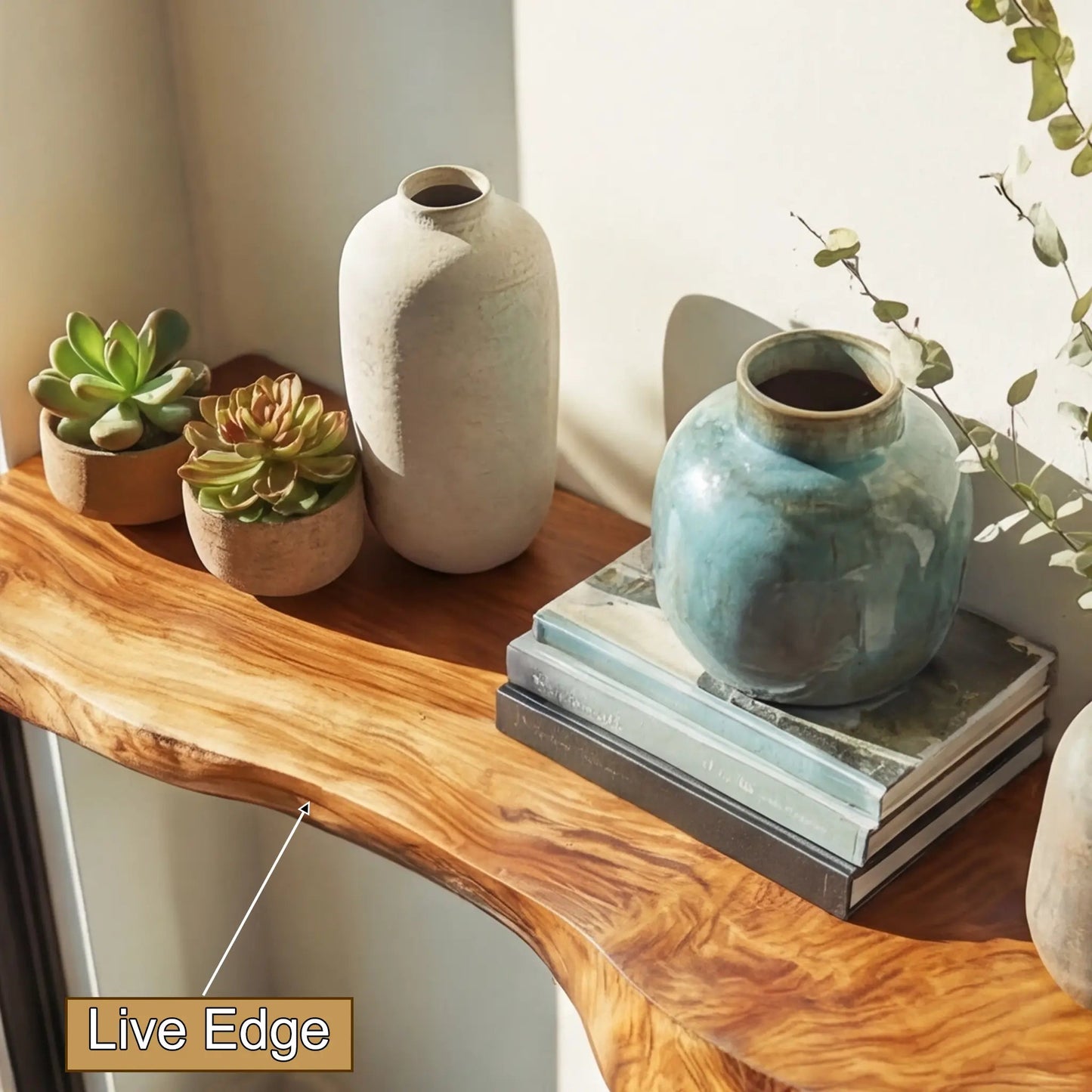 Thalric Live Edge Solid Wood Floating Shelf SPA203698 Kitchnce