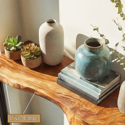 Thalric Live Edge Solid Wood Floating Shelf SPA203698 Kitchnce