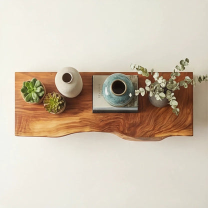 Thalric Live Edge Solid Wood Floating Shelf SPA203698 Kitchnce