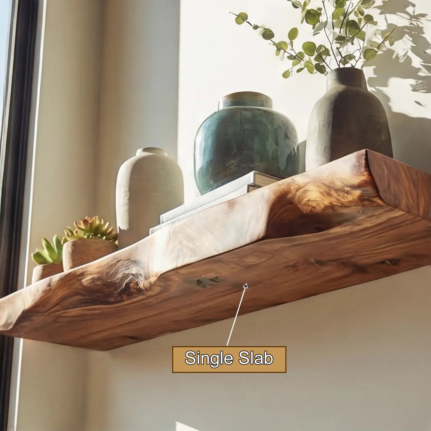 Thalric Live Edge Solid Wood Floating Shelf SPA203698 Kitchnce