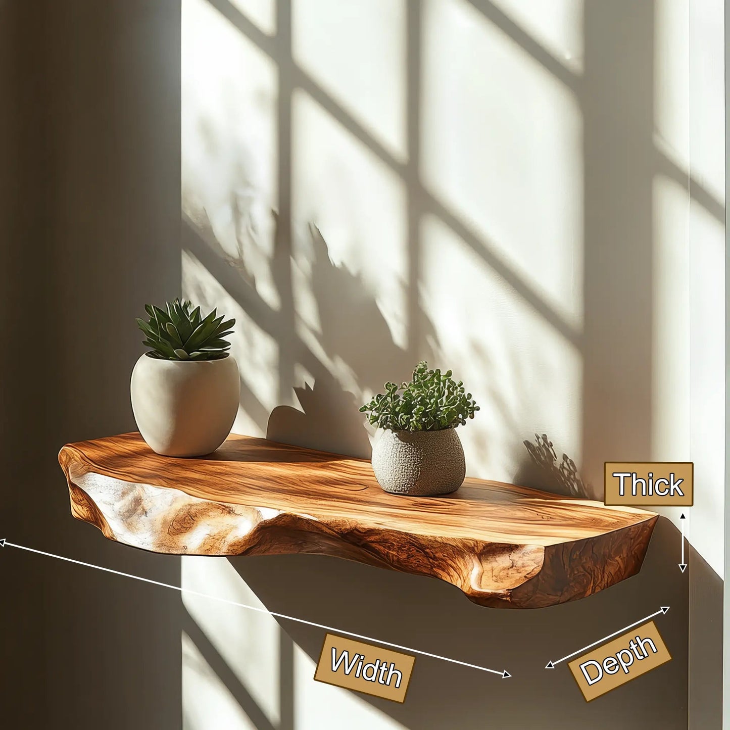 Thalric Live Edge Solid Wood Floating Shelf SPA203698 Kitchnce
