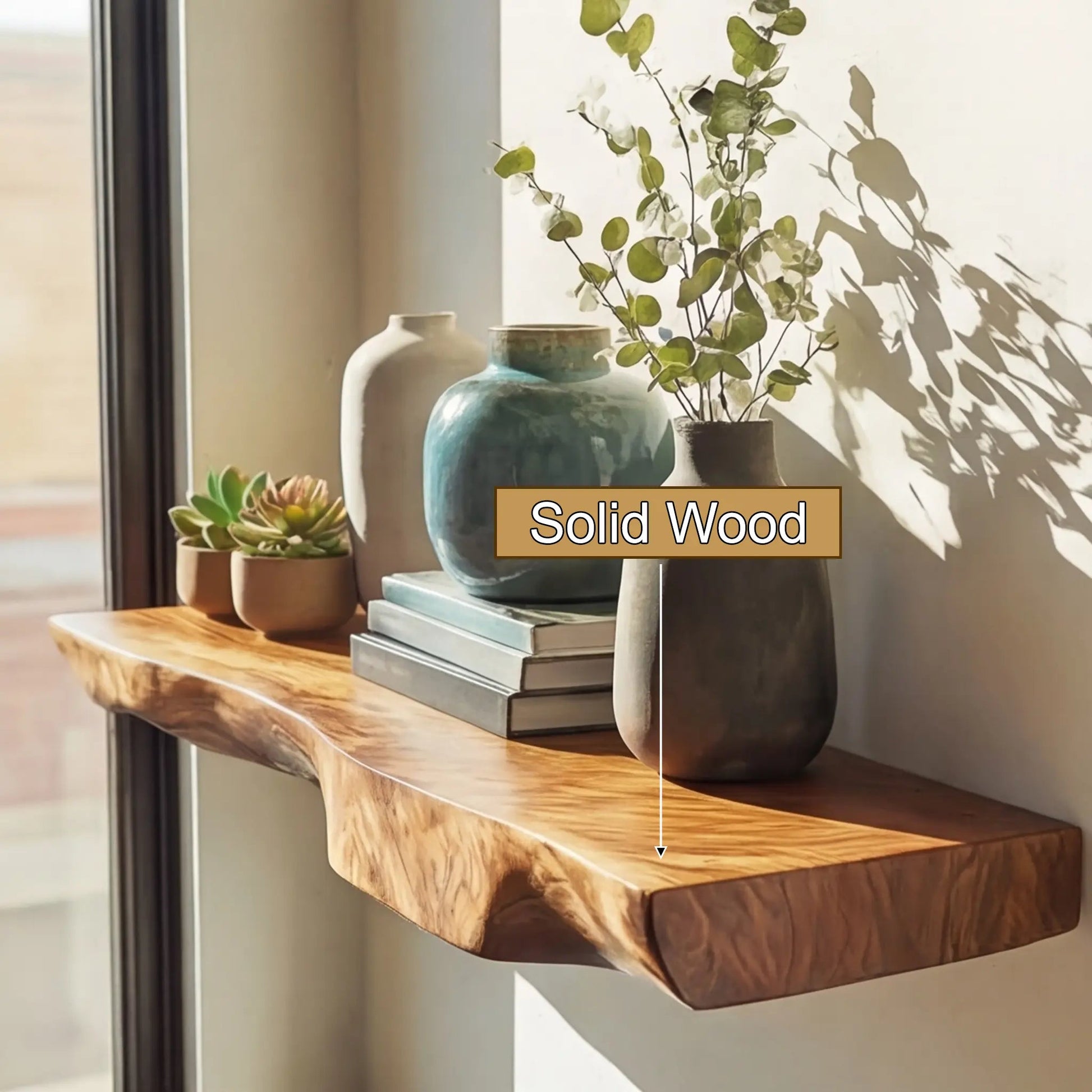Thalric Live Edge Solid Wood Floating Shelf SPA203698 Kitchnce