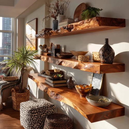 Thalven Live Edge Solid Wood Floating Shelf SPA835873 Kitchnce