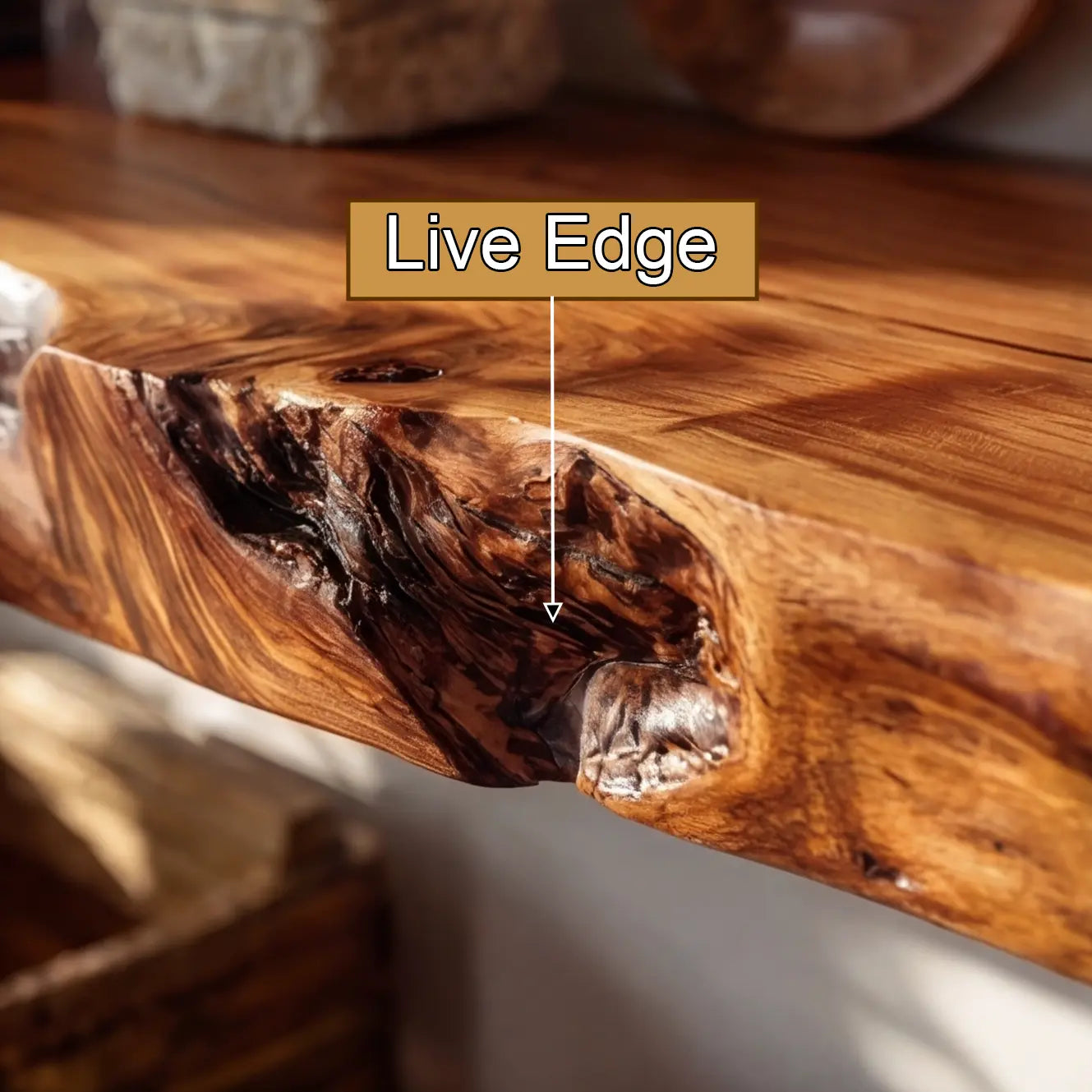 Thalven Live Edge Solid Wood Floating Shelf SPA835873 Kitchnce