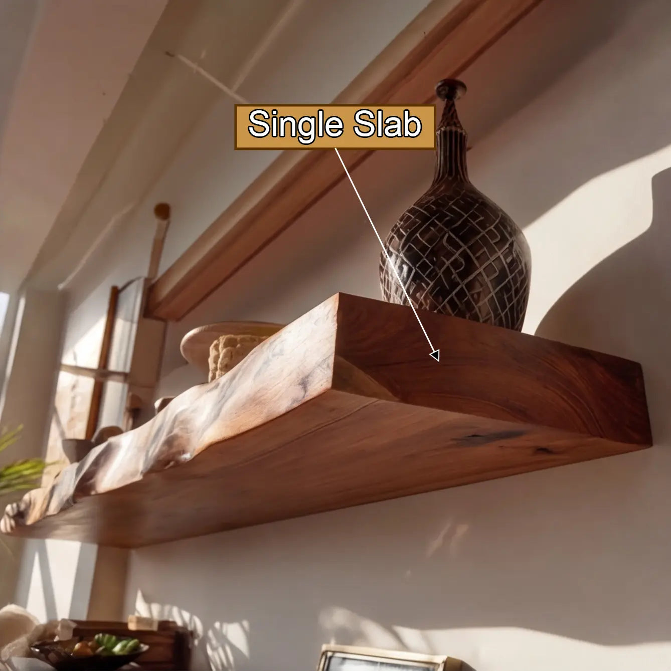 Thalven Live Edge Solid Wood Floating Shelf SPA835873 Kitchnce