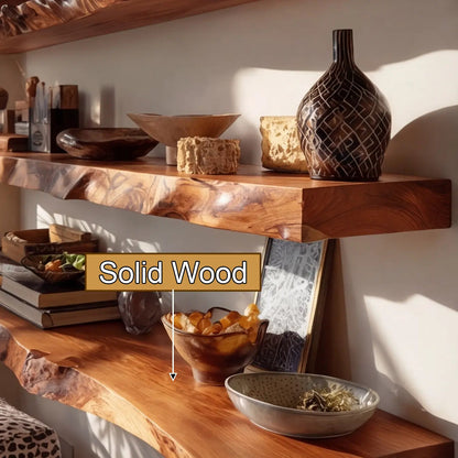 Thalven Live Edge Solid Wood Floating Shelf SPA835873 Kitchnce