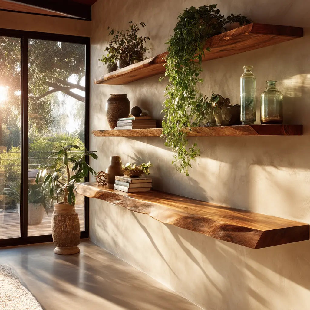 Theryn Live Edge Solid Wood Floating Shelf SPA401456 Kitchnce