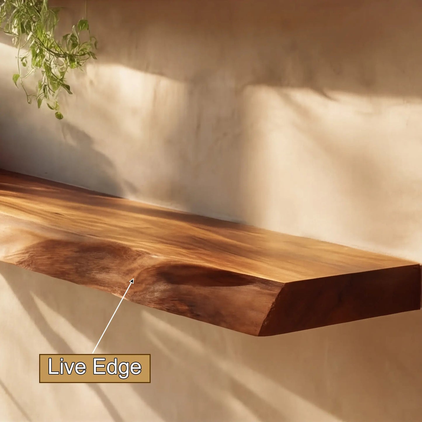 Theryn Live Edge Solid Wood Floating Shelf SPA401456 Kitchnce
