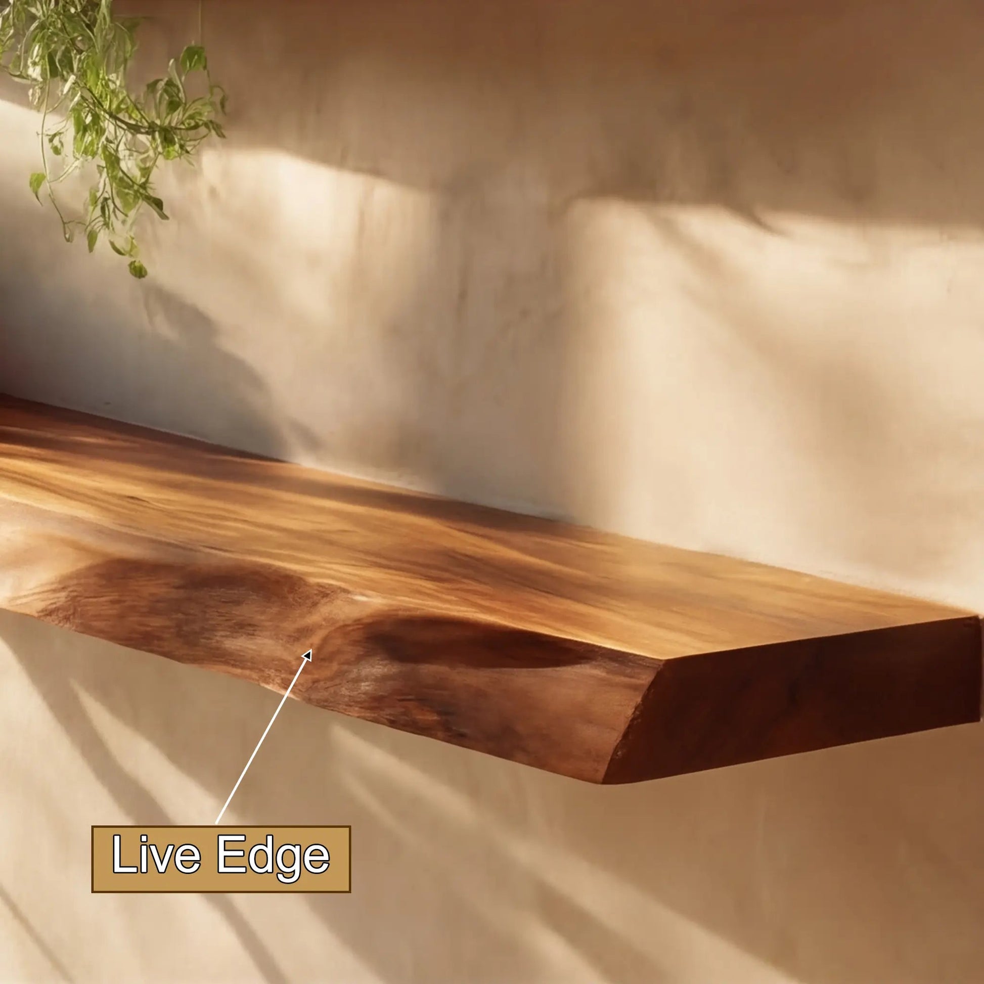 Theryn Live Edge Solid Wood Floating Shelf SPA401456 Kitchnce