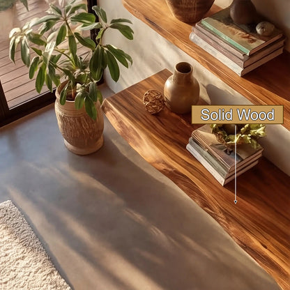 Theryn Live Edge Solid Wood Floating Shelf SPA401456 Kitchnce
