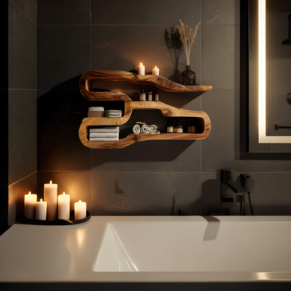 Sculptural Wall Mounted Shelf with Flowing Organic Form