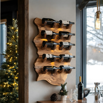 Farmhouse Wooden Live Edge Wine Holder For Furniture Decor Kitchnce