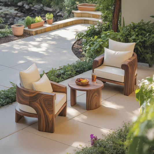 Curved Outdoor Wood Lounge Chair For Patio Or Balcony Kitchnce