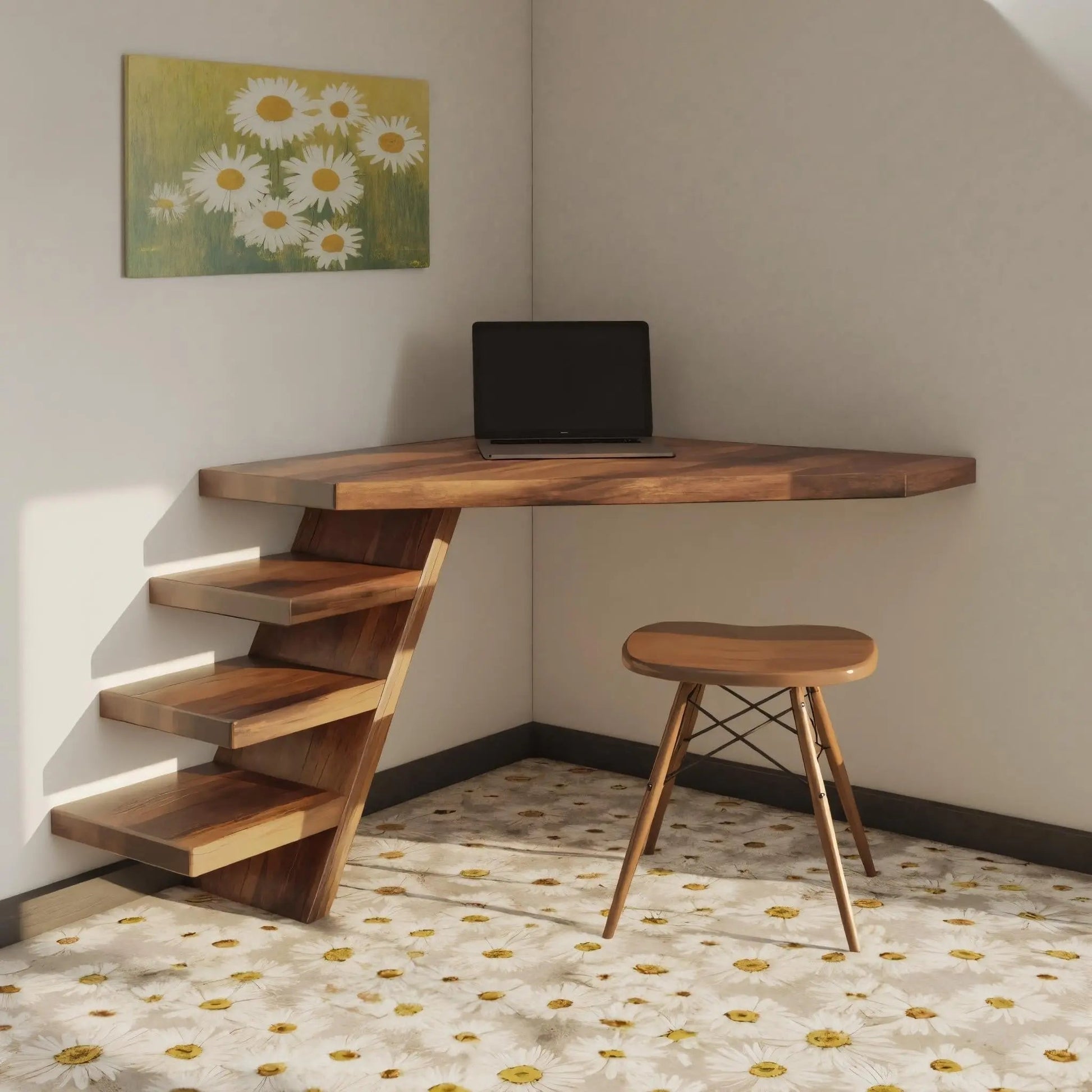Minimalist Floating Corner Desk With Shelves For Small Home Office Workspace Kitchnce