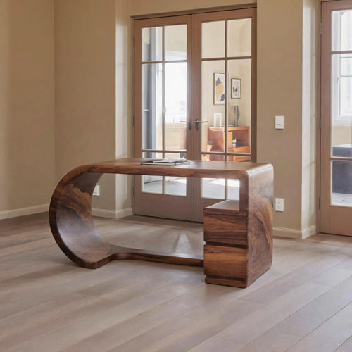 Curved Sculptural Desk With Fluid Form For Home Office And Studio Kitchnce