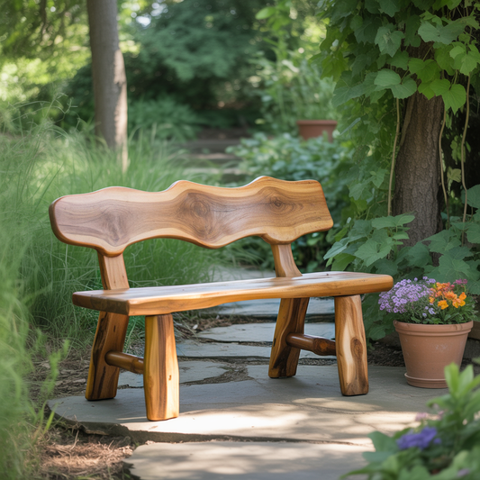 Rustic Garden Bench Live Edge Outdoor Seating For Patio Courtyard And Backyard Kitchnce