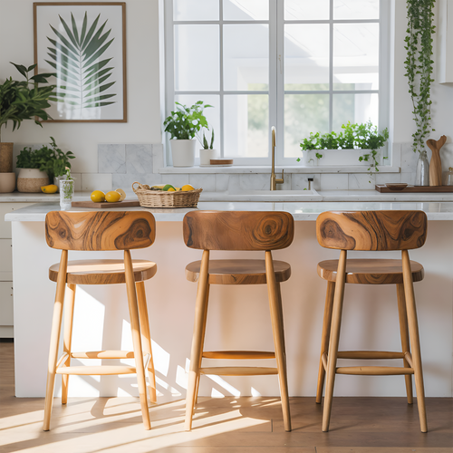 Mid Century Bar Stools With Backrest For Kitchen Or Dining Room Kitchnce