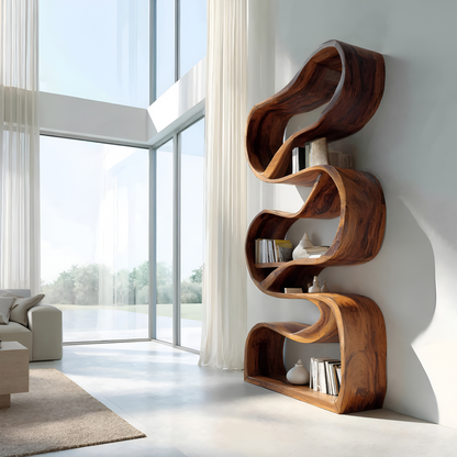Modern Sculptural Bookcase Statement Design For Hallway Kitchnce